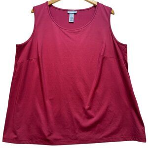 Catherine's Women's Tank Top Sleeveless Summer Sz 1X Bright Maroon Solid Stretch